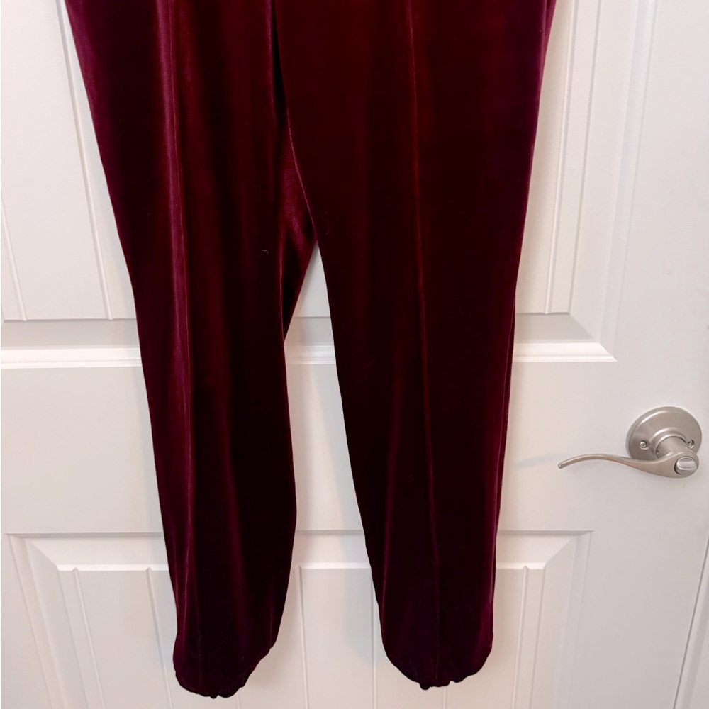 Plush Burgundy Velvet Pants. Petite small - Picture 2 of 5